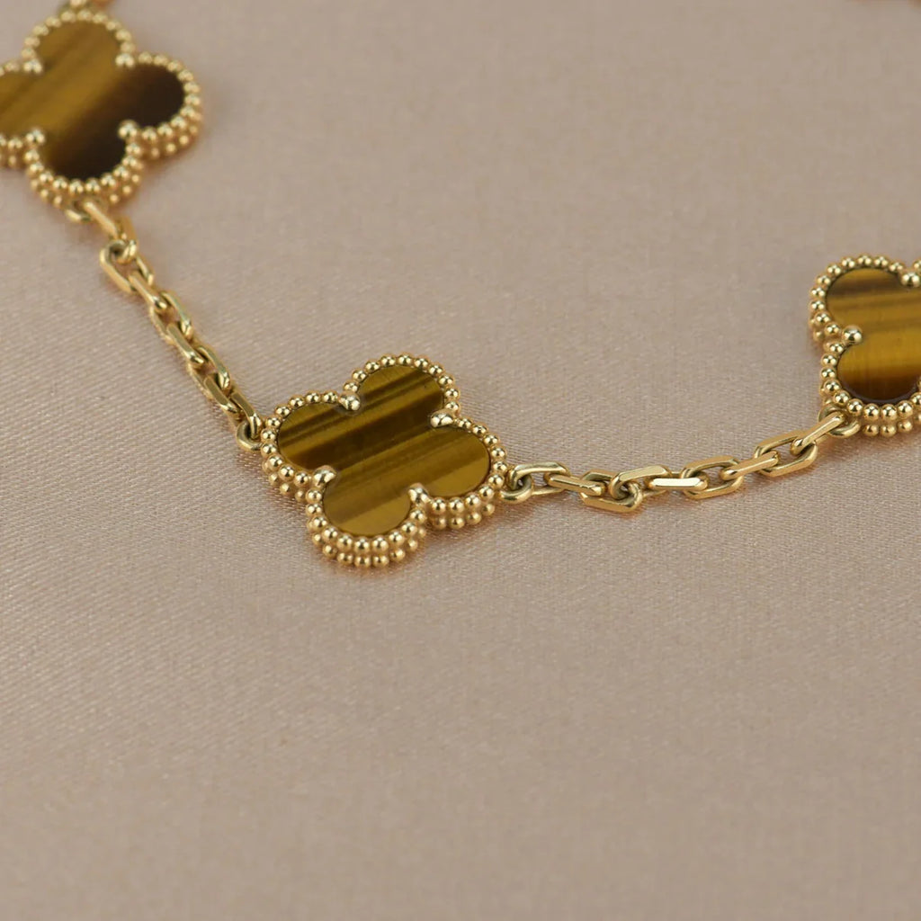 [Demi jewelry] CLOVER 5 MOTIFS TIGER EYE BRACELET COLLECTION