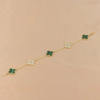 [Demi jewelry] CLOVER 5 MOTIF MALACHITE BRACELET COLLECTION-new