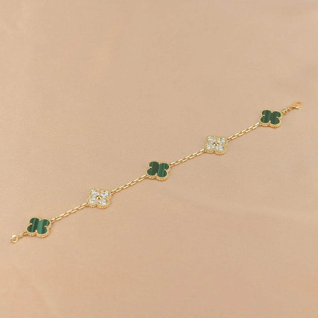 [Demi jewelry] CLOVER 5 MOTIF MALACHITE BRACELET COLLECTION