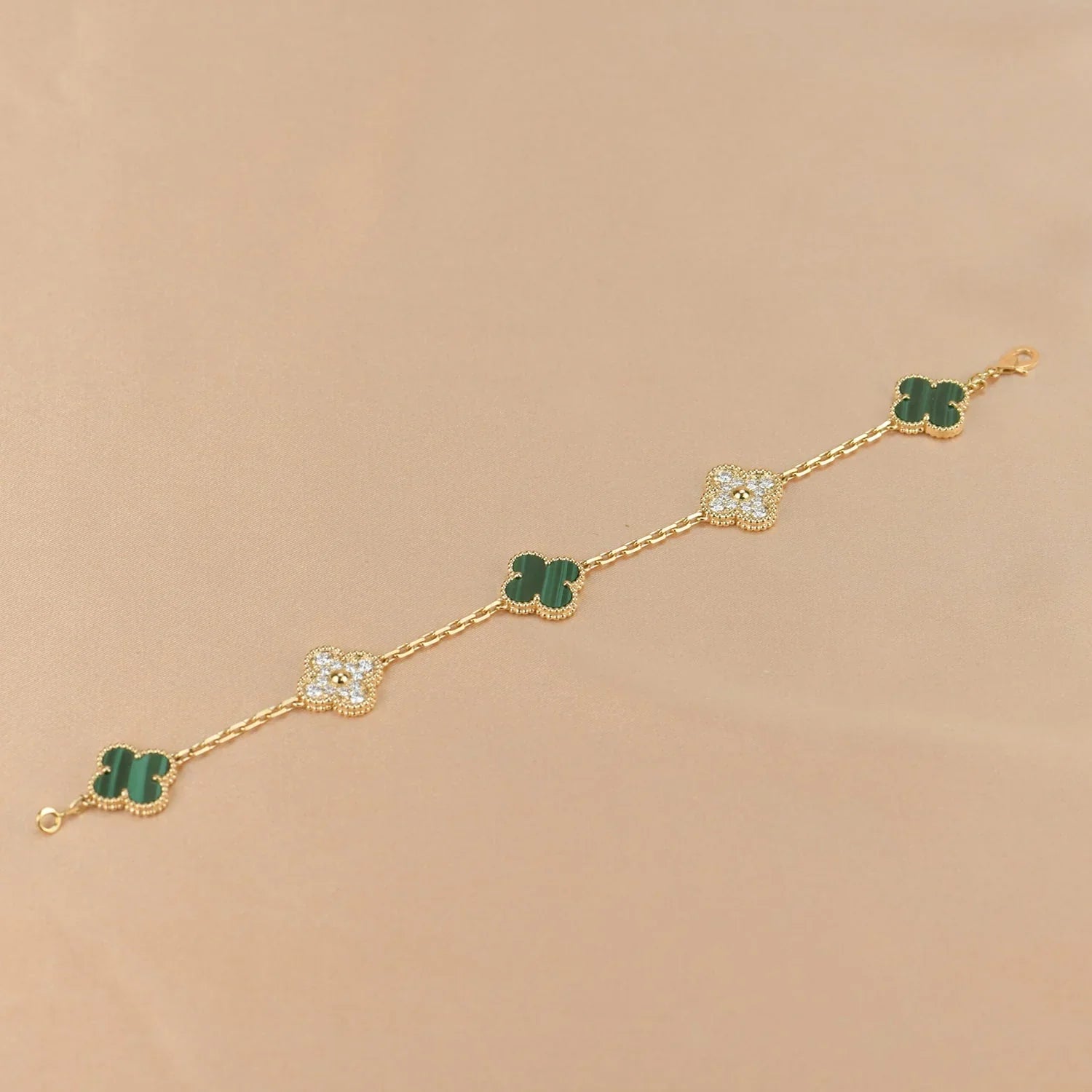 [Demi jewelry] CLOVER 5 MOTIF MALACHITE BRACELET COLLECTION