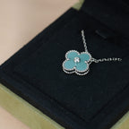 [Demi jewelry]CLOVER 15MM DIAMOND SVRES PORCELAIN  NECKLACE SILVER