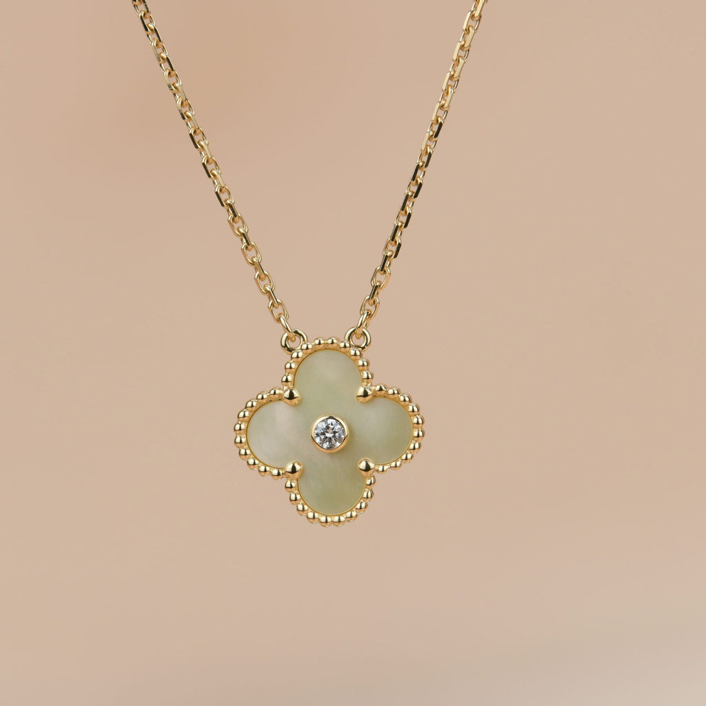 [Demi jewelry]CLOVER 15MM DIAMOND GOLD MOTHER OF PEARL NECKLACE