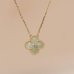 [Demi jewelry]CLOVER 15MM DIAMOND GOLD MOTHER OF PEARL NECKLACE