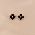 [Demi jewelry]CLOVER MEDIUM 1 MOTIFS ONYX DIAMOND EARRINGS