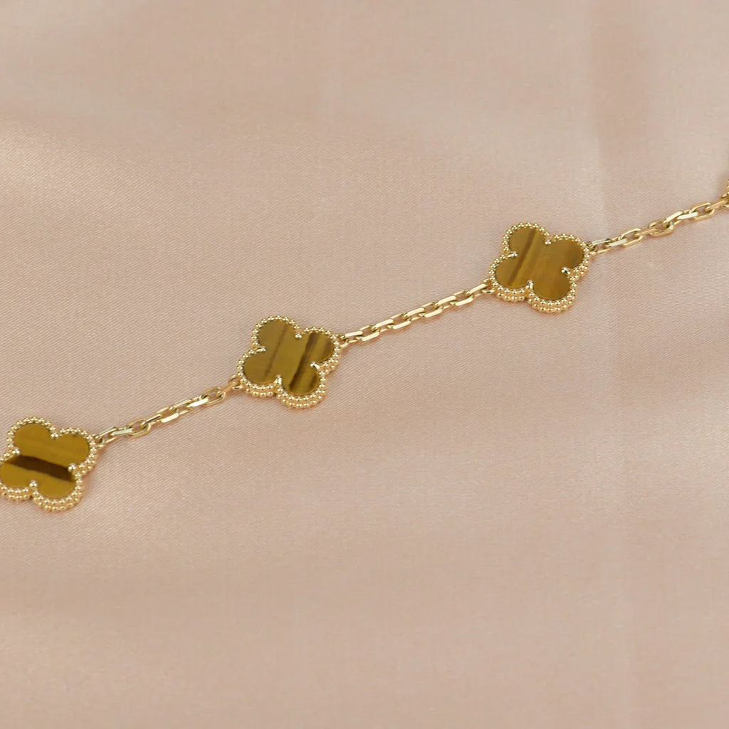 [Demi jewelry] CLOVER 5 MOTIFS TIGER EYE BRACELET COLLECTION