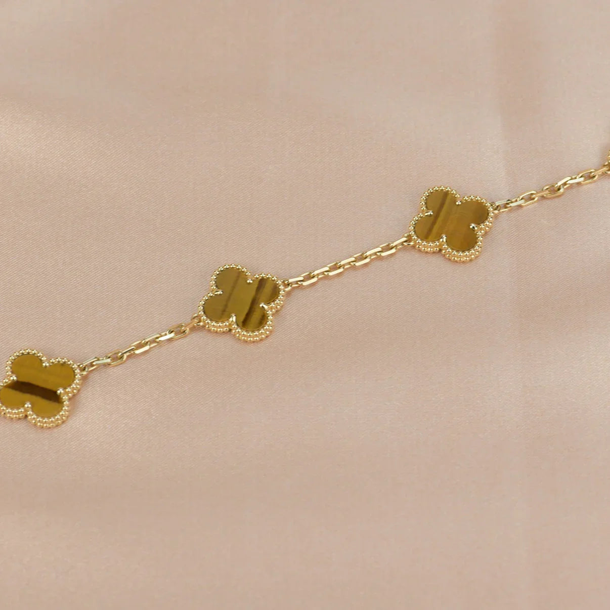 [Demi jewelry] CLOVER 5 MOTIFS TIGER EYE BRACELET COLLECTION