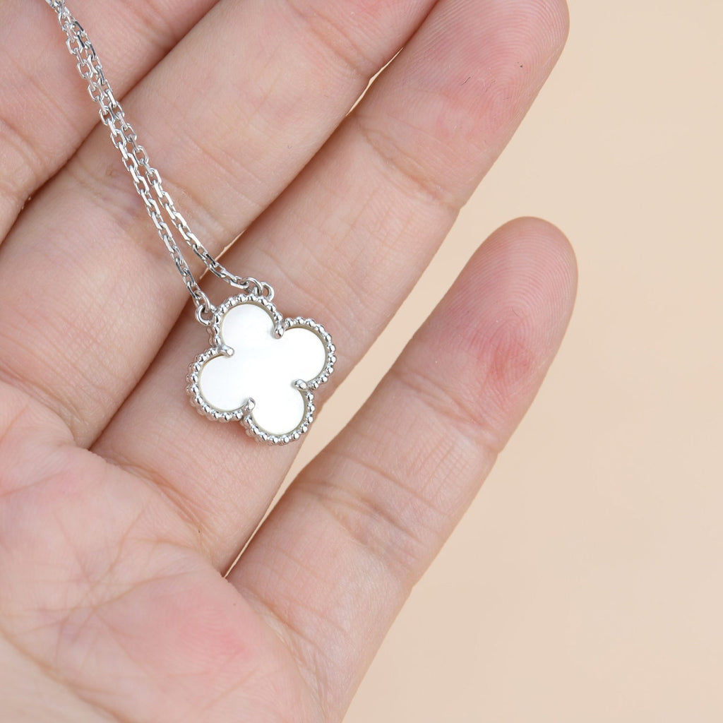 [Demi jewelry]CLOVER  15MM WHITE MOTHER-OF-PEARL SILVER