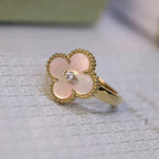 [Demi jewelry]CLOVER PINK MOP RING GOLD DIAMOND