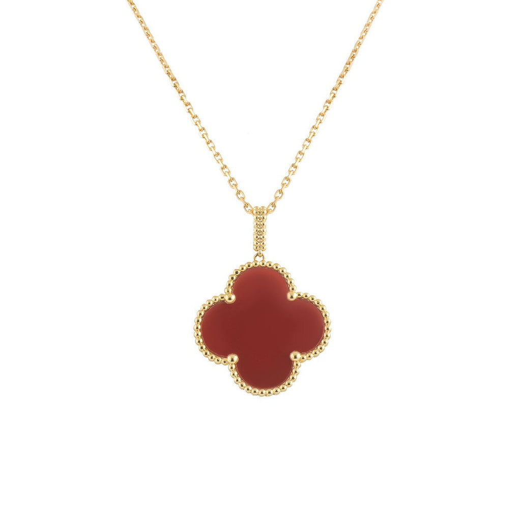 [Demi jewelry]CLOVER 25MM NECKLACE GOLD CARNELIAN
