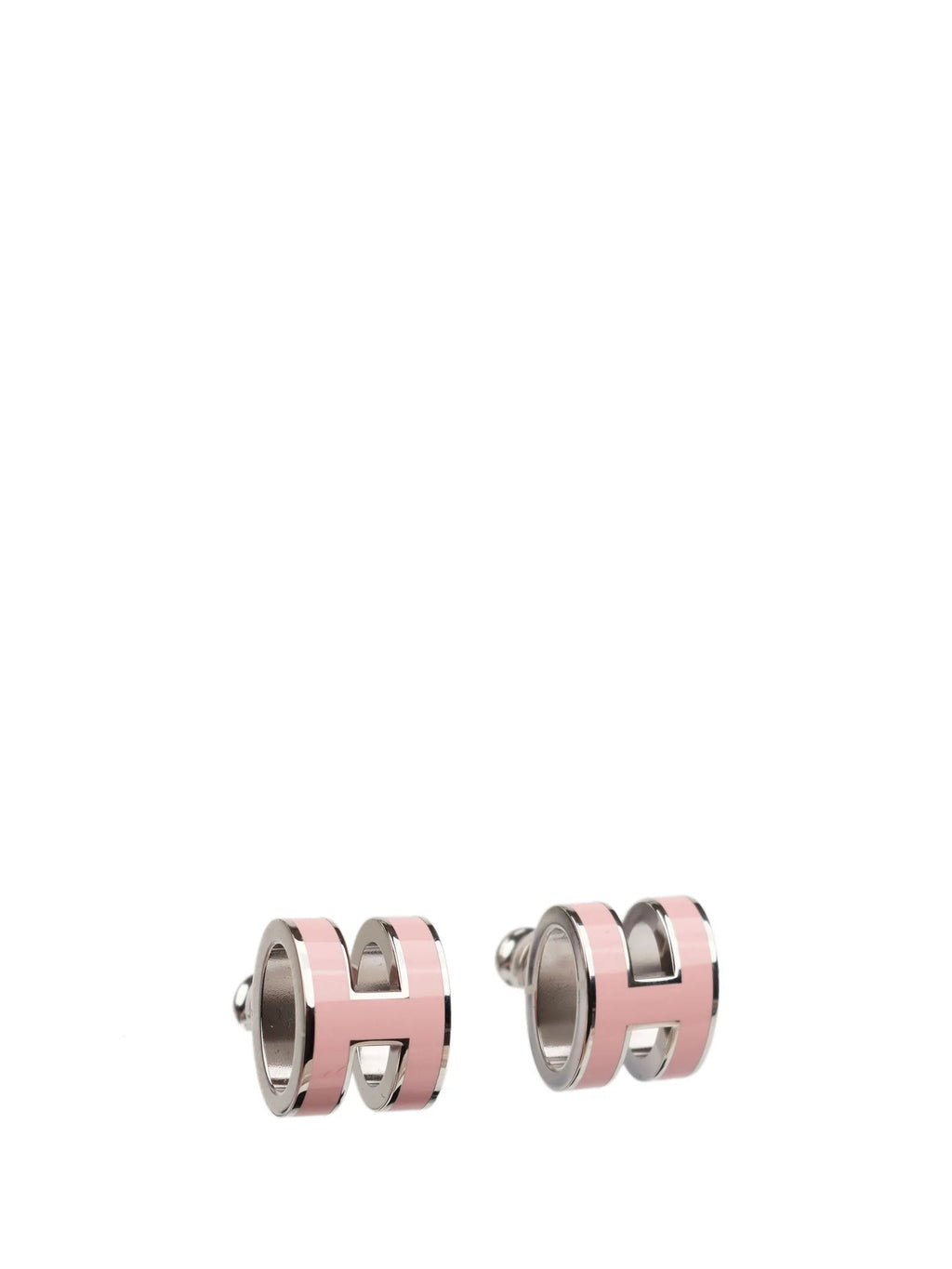 [Demi jewelry]MINI POP H SILVER EARRINGS PINK