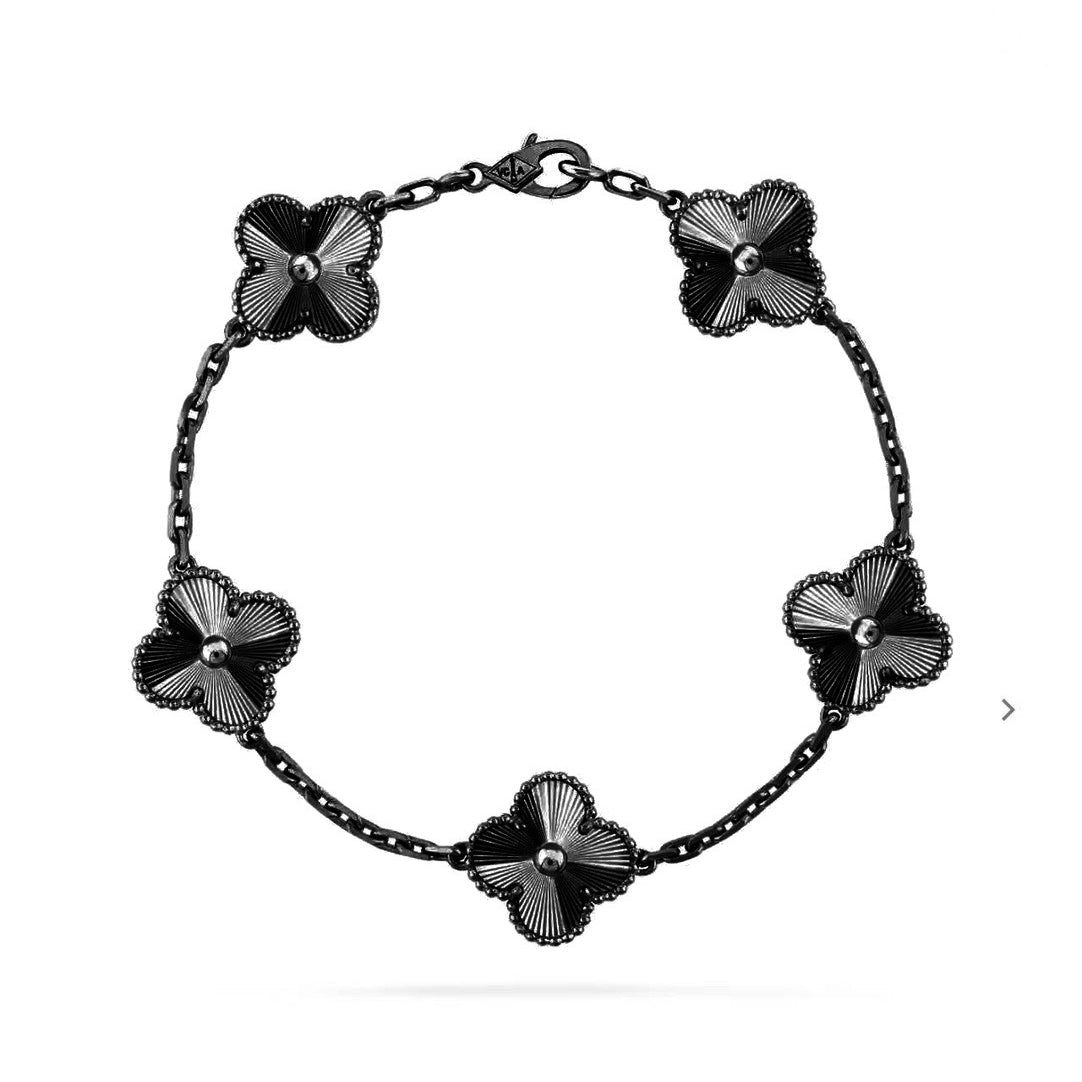 [Demi jewelry]CLOVER 5 MOTIF BLACK BRACELET