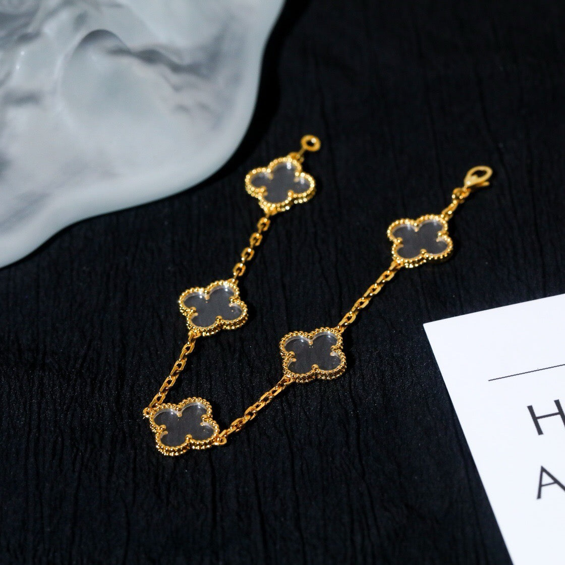 [Demi jewelry]CLOVER 5 MOTIF ROCK CRYSTAL BRACELET