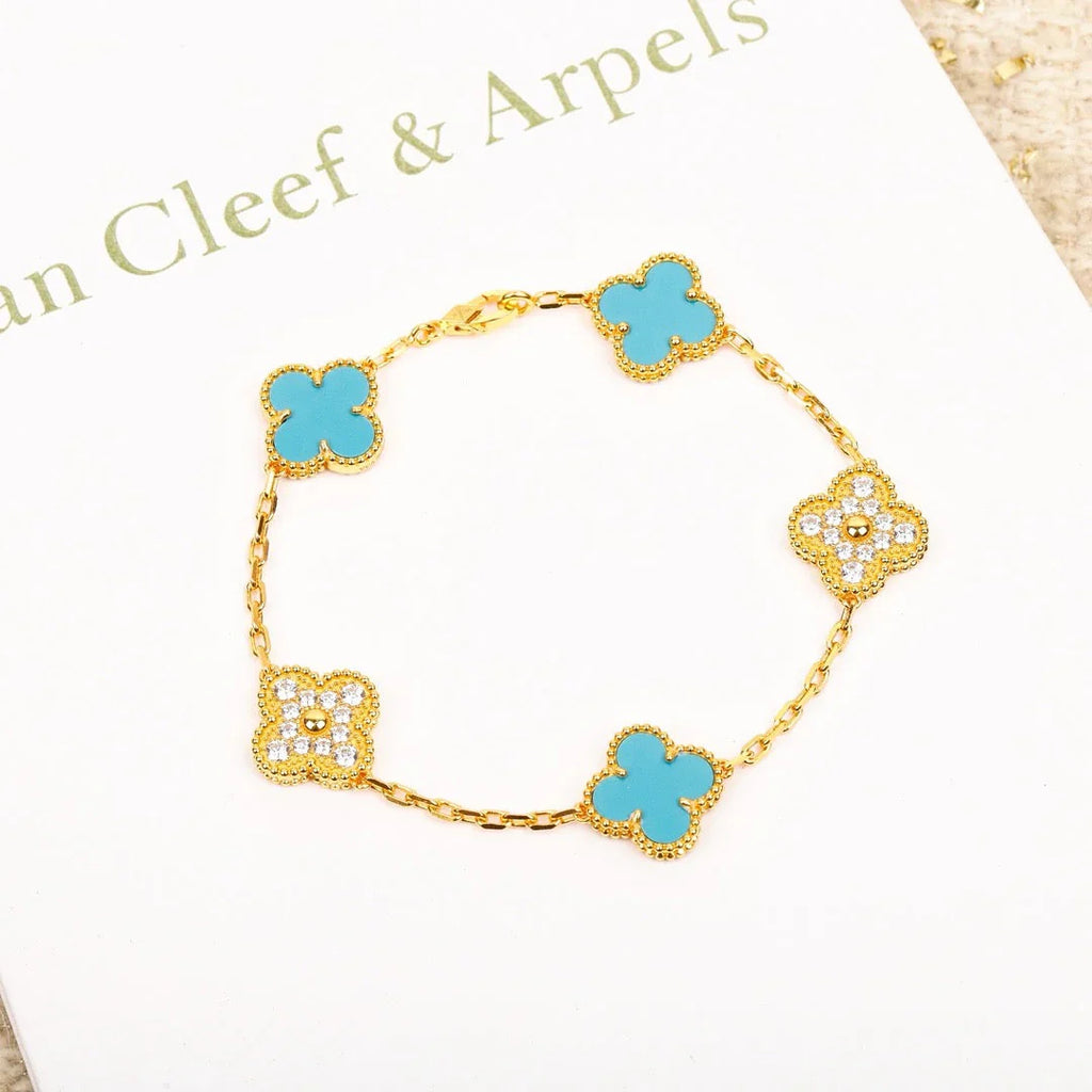 [Demi jewelry] CLOVER 5 MOTIF TURQUOISE BRACELET COLLECTION