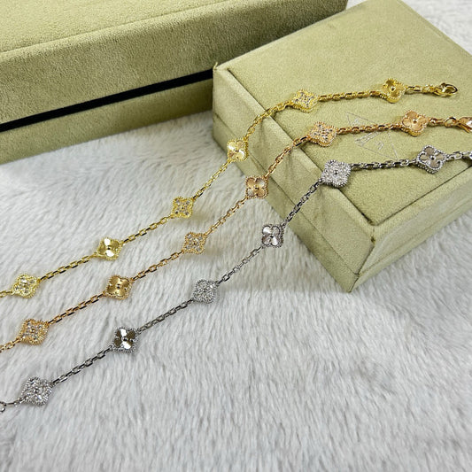[Mystic]CLOVER 6 MOTIF DIAMOND LASER BRACELET-w