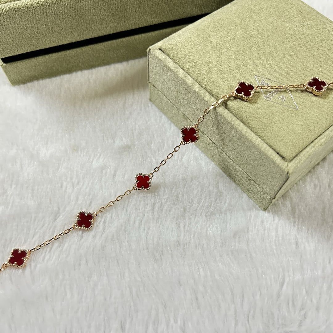 [Mystic]CLOVER 6 MOTIF RED AGATE BRACELET-w
