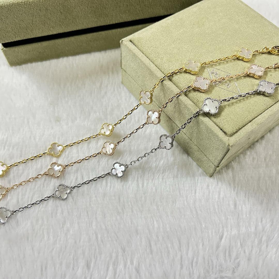 [Mystic]CLOVER 6 MOTIF WHITE MOP BRACELET-w