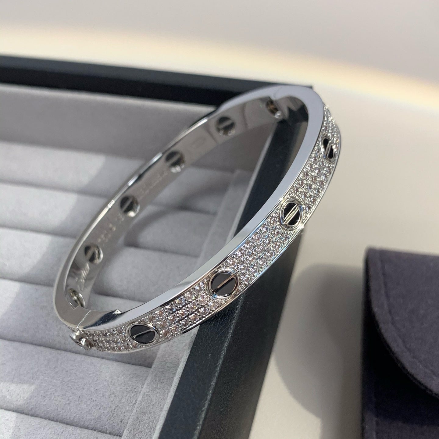 [Demi jewelry]LOVE BRACELET 6.1MM DIAMOND-PAVED CERAMIC