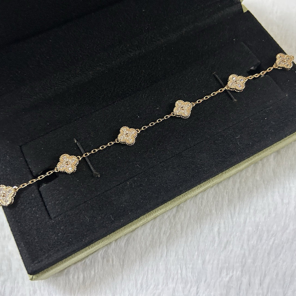 [Demi jewelry]CLOVER 6 MOTIF DIAMOND BRACELET-new