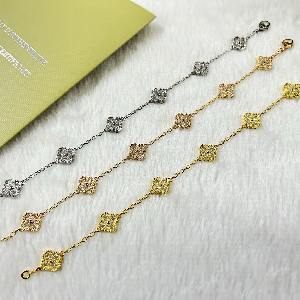 [Demi jewelry]CLOVER 6 MOTIF DIAMOND BRACELET-new