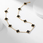[Demi jewelry]CLOVER 10 MOTIFS ONYX NECKLACE