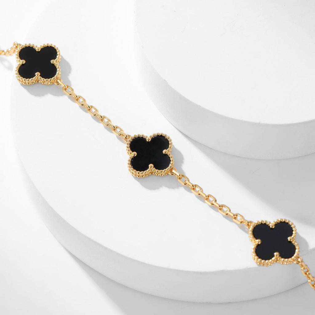 [Demi jewelry]CLOVER 10 MOTIFS ONYX NECKLACE