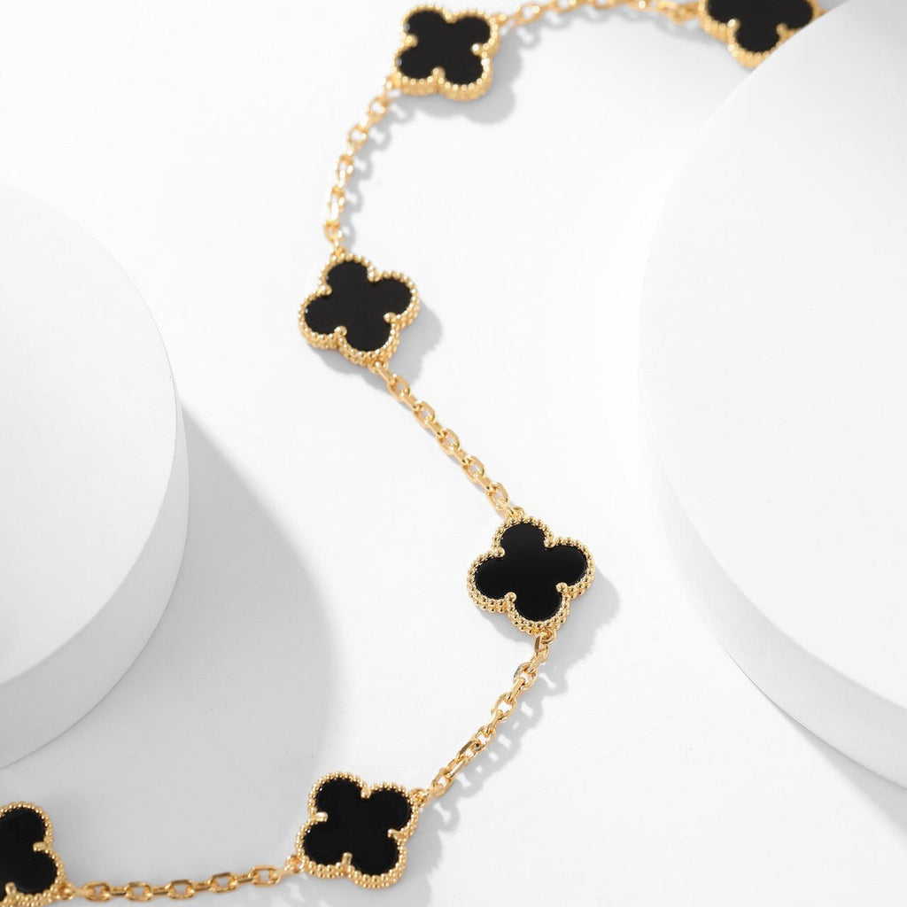 [Demi jewelry]CLOVER 10 MOTIFS ONYX NECKLACE