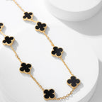 [Demi jewelry]CLOVER 10 MOTIFS ONYX NECKLACE