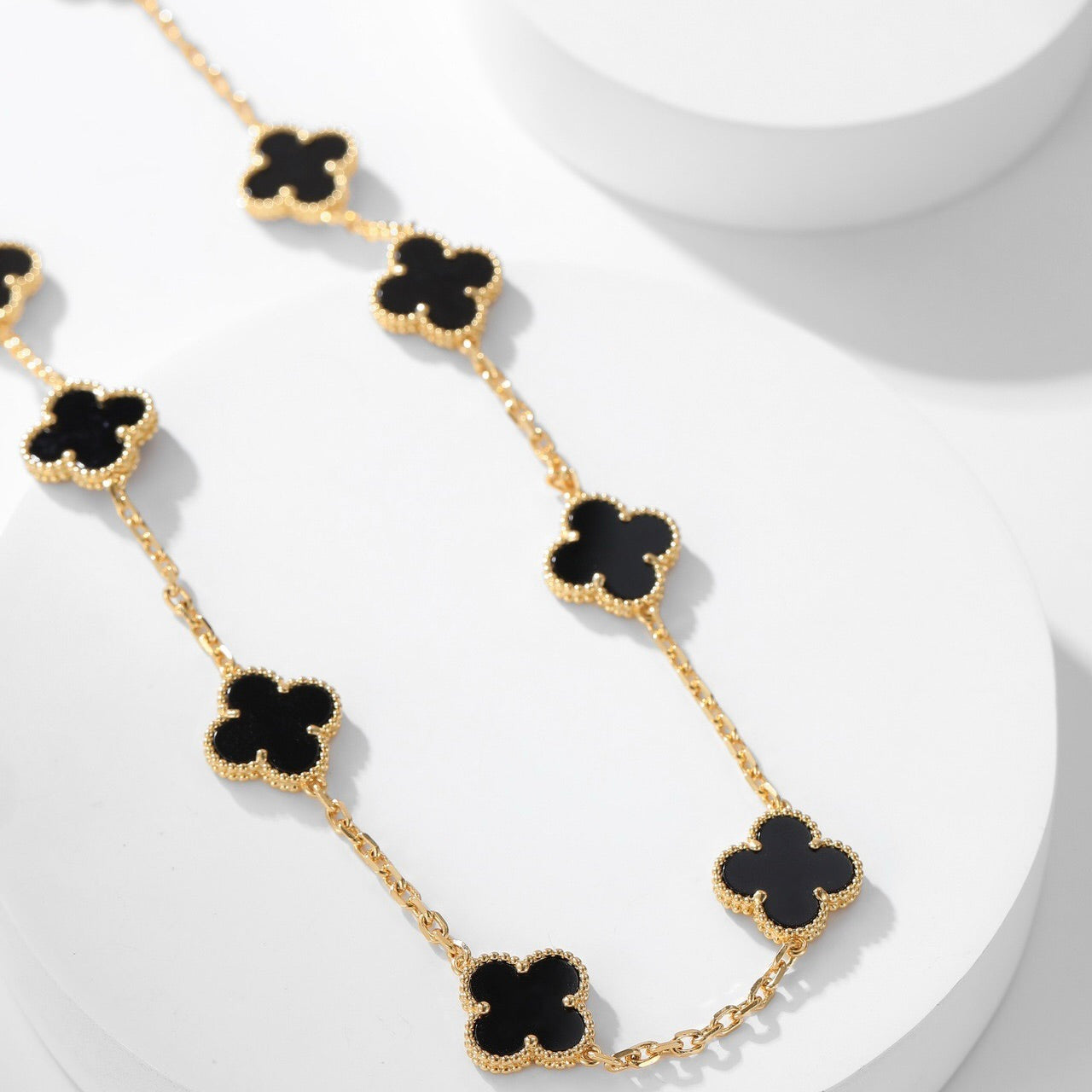 [Demi jewelry]CLOVER 10 MOTIFS ONYX NECKLACE