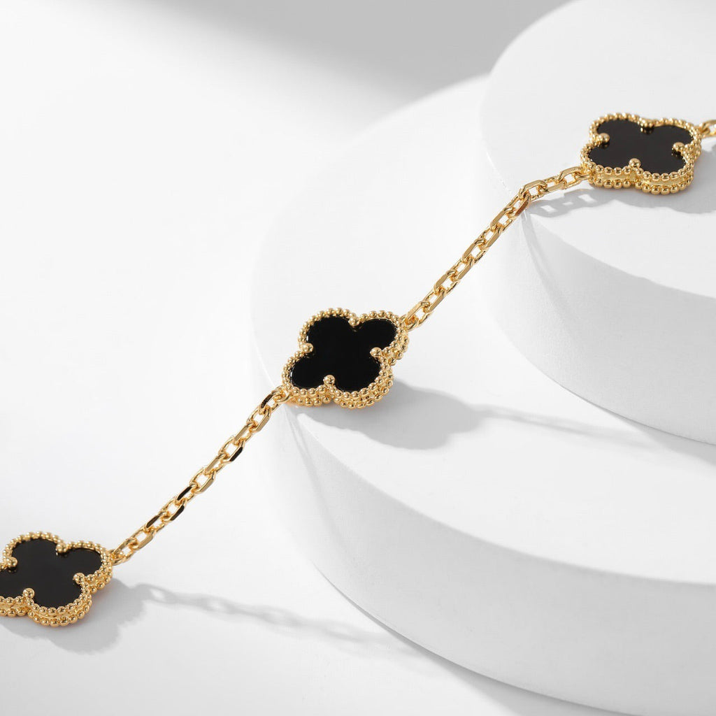 [Demi jewelry]CLOVER 10 MOTIFS ONYX NECKLACE