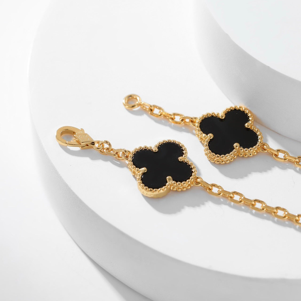 [Demi jewelry]CLOVER 10 MOTIFS ONYX NECKLACE