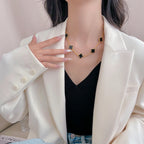 [Demi jewelry]CLOVER 10 MOTIFS ONYX NECKLACE