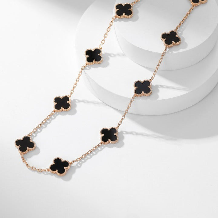 [Demi jewelry]CLOVER 10 MOTIFS ONYX NECKLACE