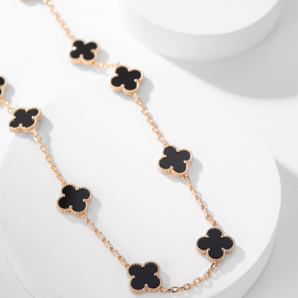 [Demi jewelry]CLOVER 10 MOTIFS ONYX NECKLACE
