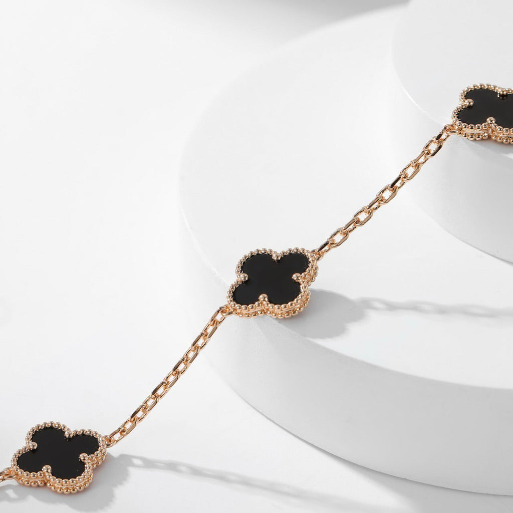 [Demi jewelry]CLOVER 10 MOTIFS ONYX NECKLACE