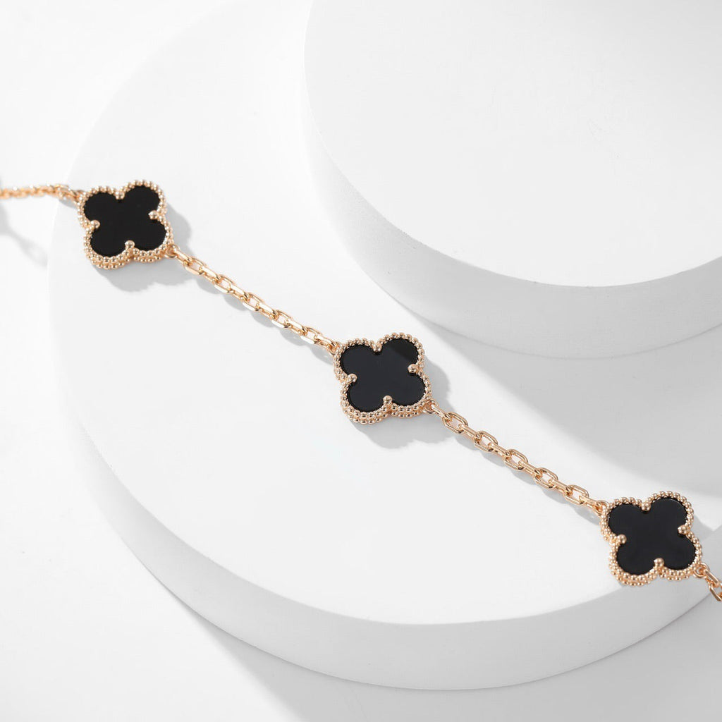 [Demi jewelry]CLOVER 10 MOTIFS ONYX NECKLACE