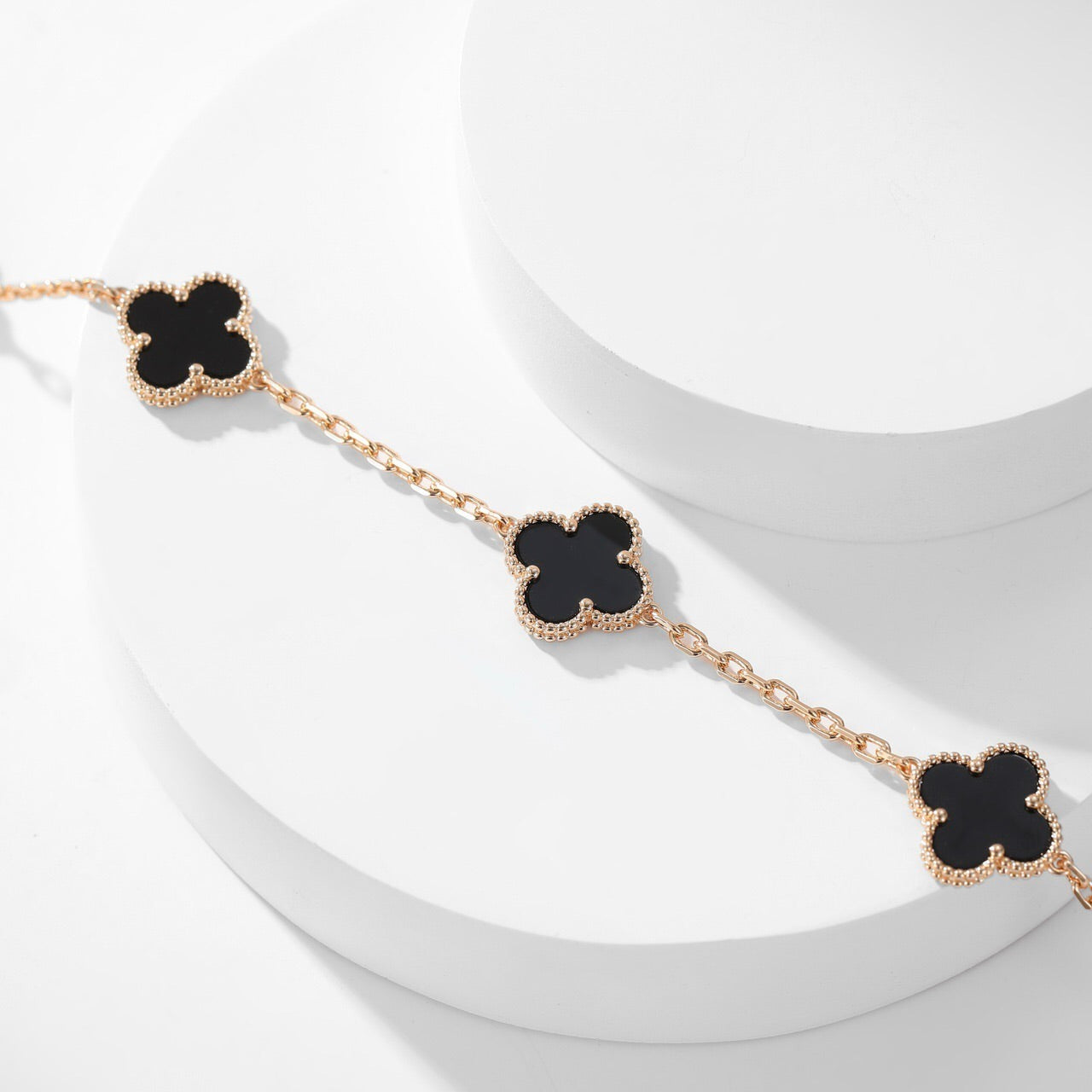 [Demi jewelry]CLOVER 10 MOTIFS ONYX NECKLACE