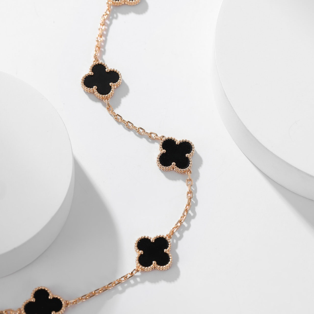 [Demi jewelry]CLOVER 10 MOTIFS ONYX NECKLACE
