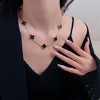 [Demi jewelry]CLOVER 10 MOTIFS ONYX NECKLACE