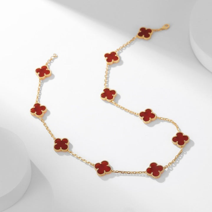 [Demi jewelry]CLOVER 10 MOTIFS CARNELIAN NECKLACE