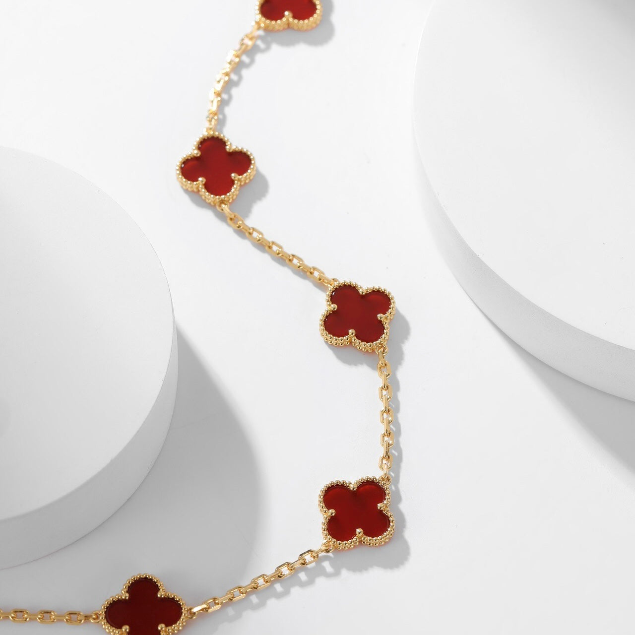 [Demi jewelry]CLOVER 10 MOTIFS CARNELIAN NECKLACE