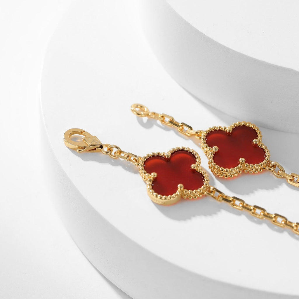 [Demi jewelry]CLOVER 10 MOTIFS CARNELIAN NECKLACE