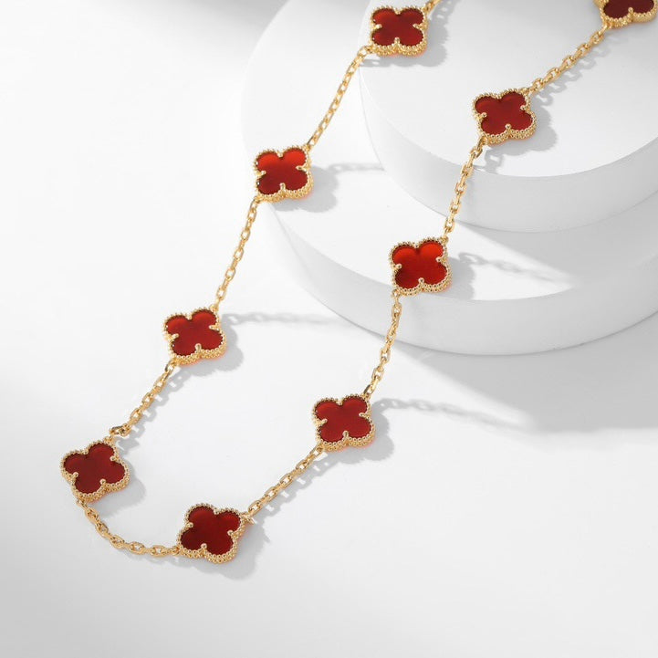 [Demi jewelry]CLOVER 10 MOTIFS CARNELIAN NECKLACE