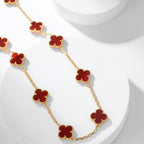[Demi jewelry]CLOVER 10 MOTIFS CARNELIAN NECKLACE