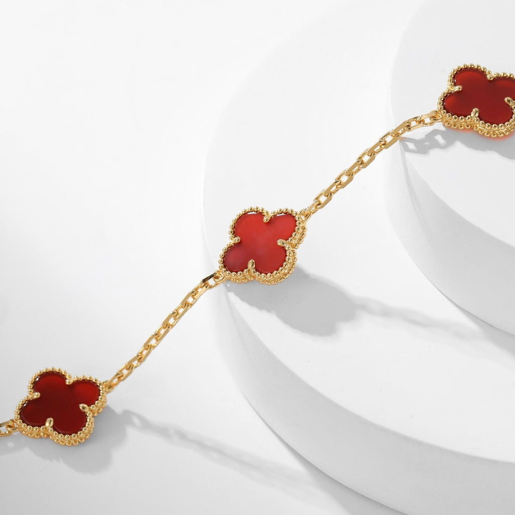 [Demi jewelry]CLOVER 10 MOTIFS CARNELIAN NECKLACE
