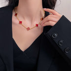 [Demi jewelry]CLOVER 10 MOTIFS CARNELIAN NECKLACE