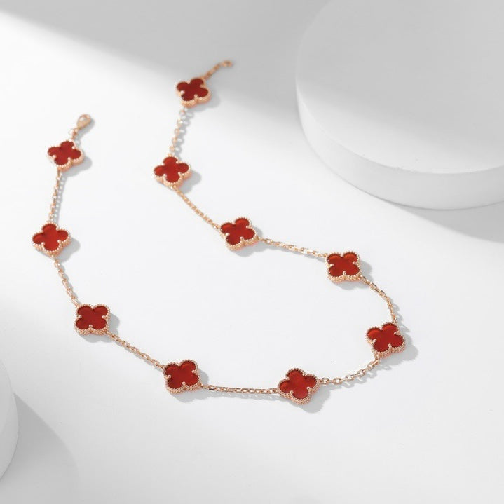[Demi jewelry]CLOVER 10 MOTIFS CARNELIAN NECKLACE