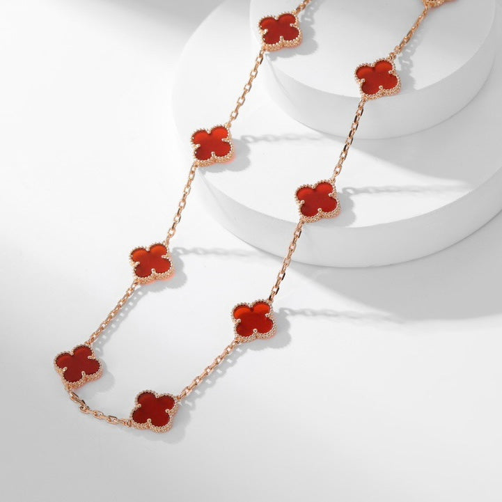 [Demi jewelry]CLOVER 10 MOTIFS CARNELIAN NECKLACE