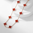 [Demi jewelry]CLOVER 10 MOTIFS CARNELIAN NECKLACE