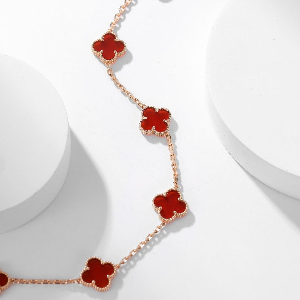 [Demi jewelry]CLOVER 10 MOTIFS CARNELIAN NECKLACE