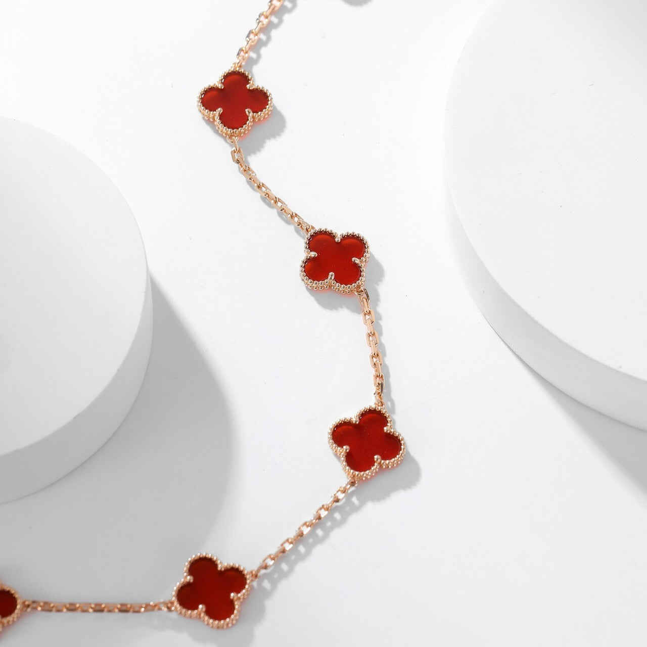 [Demi jewelry]CLOVER 10 MOTIFS CARNELIAN NECKLACE